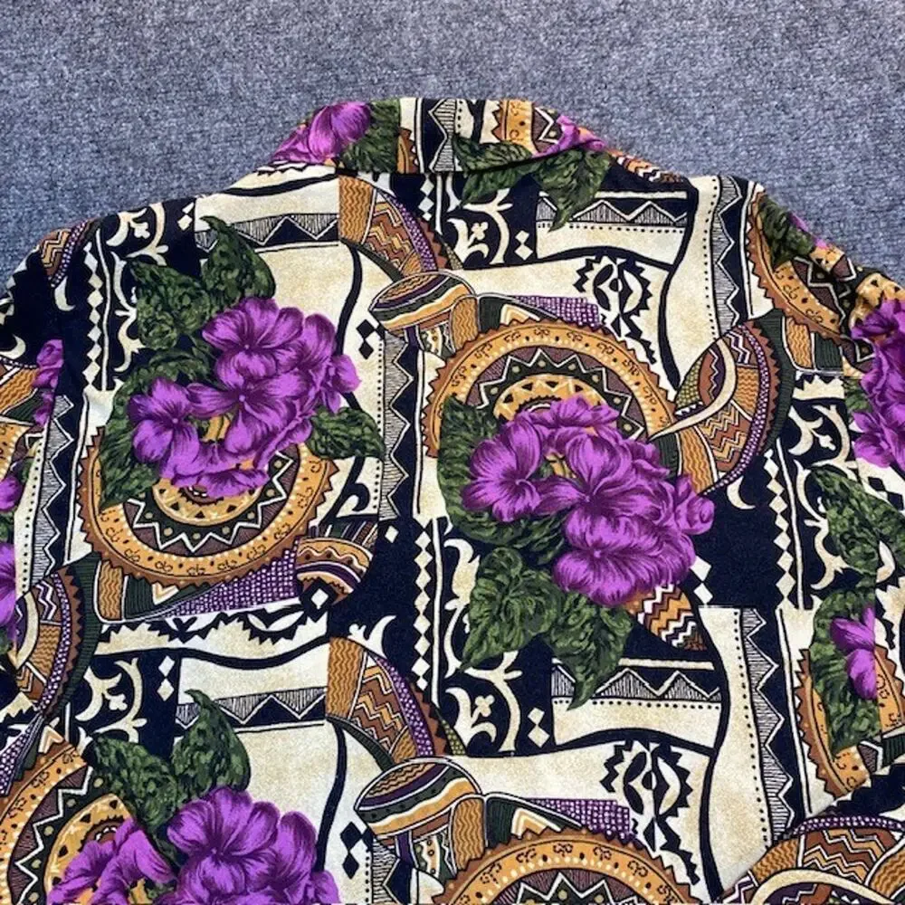 Vintage 90s Maggie McNaughton Blazer Womens 22W Multicolor Floral Rayon Hawaii